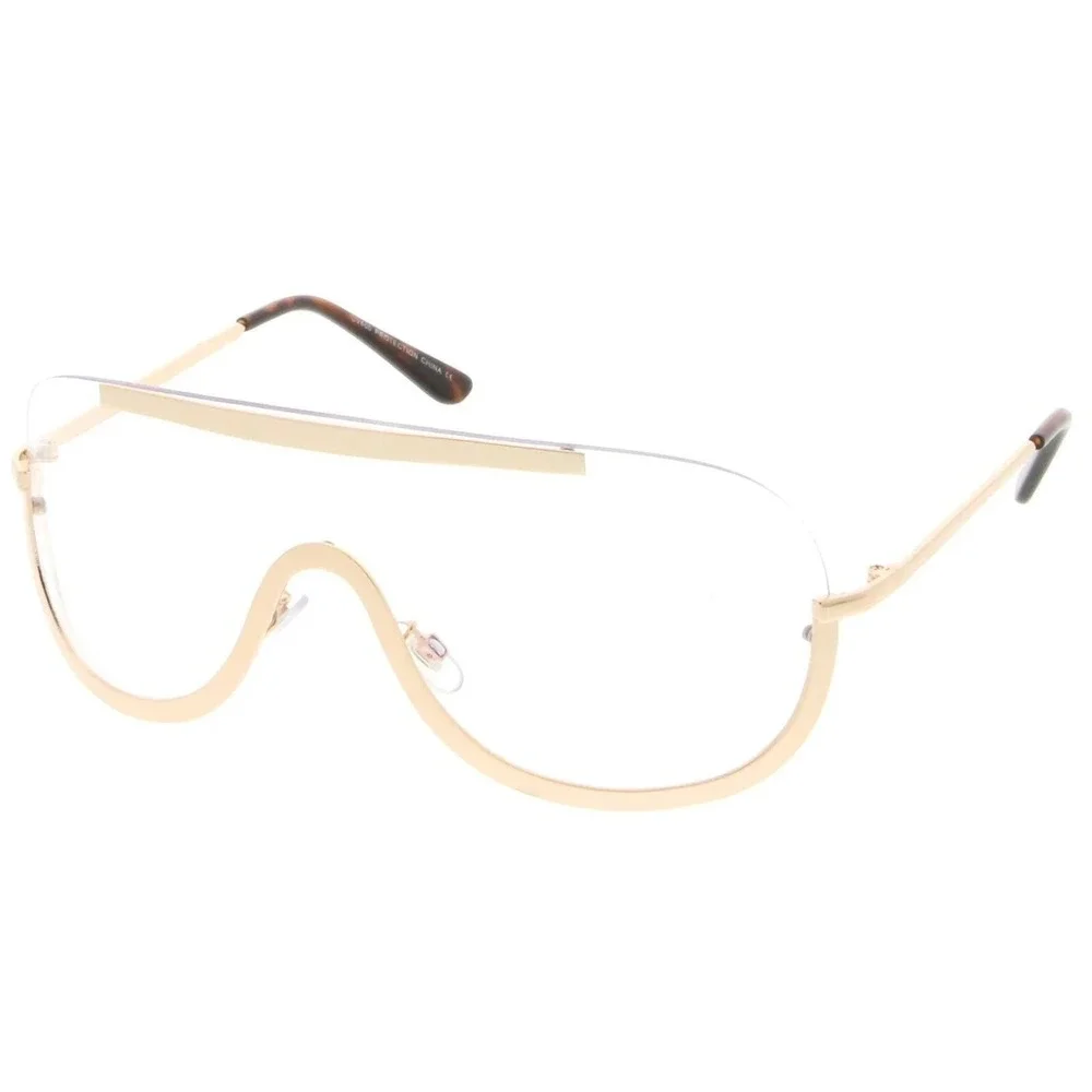 Sunglasses Men Trendy Retro Sun Glasses Oversize Clear Lens Metal Frame Hip‎ Hop